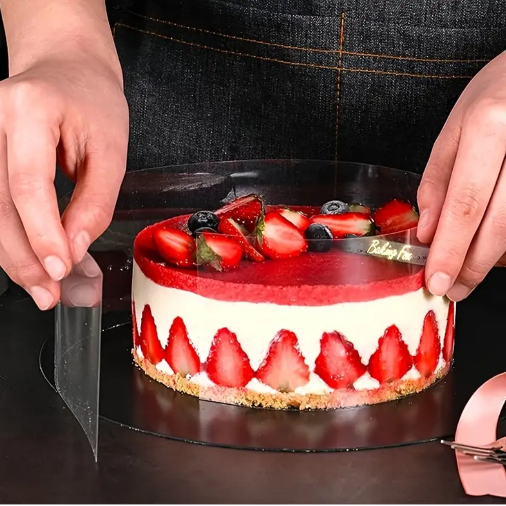 Transparent Cake Collar – Film Cake Edge Protector – 16cm High.  1x Acetate Roll Equals 5m
