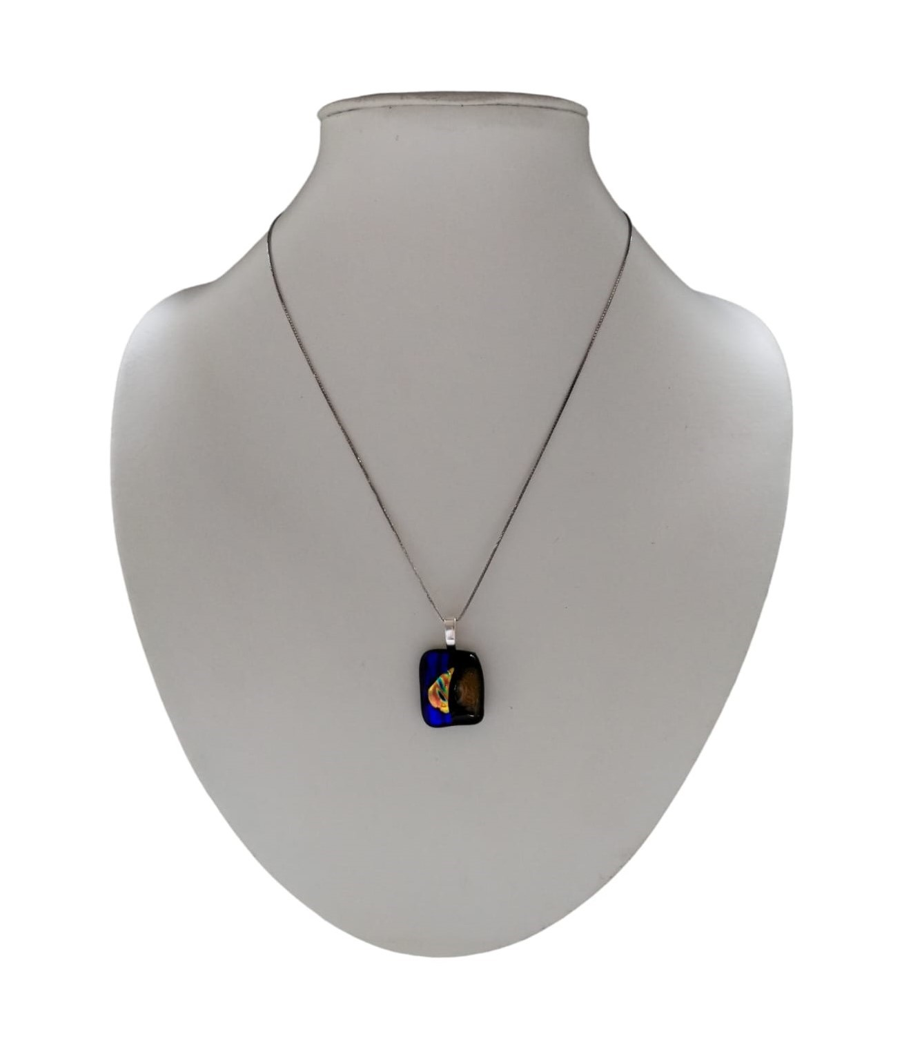 Glass Pendant with 925 Sterling Silver Necklace (1mm/50cm Box Chain) - 4