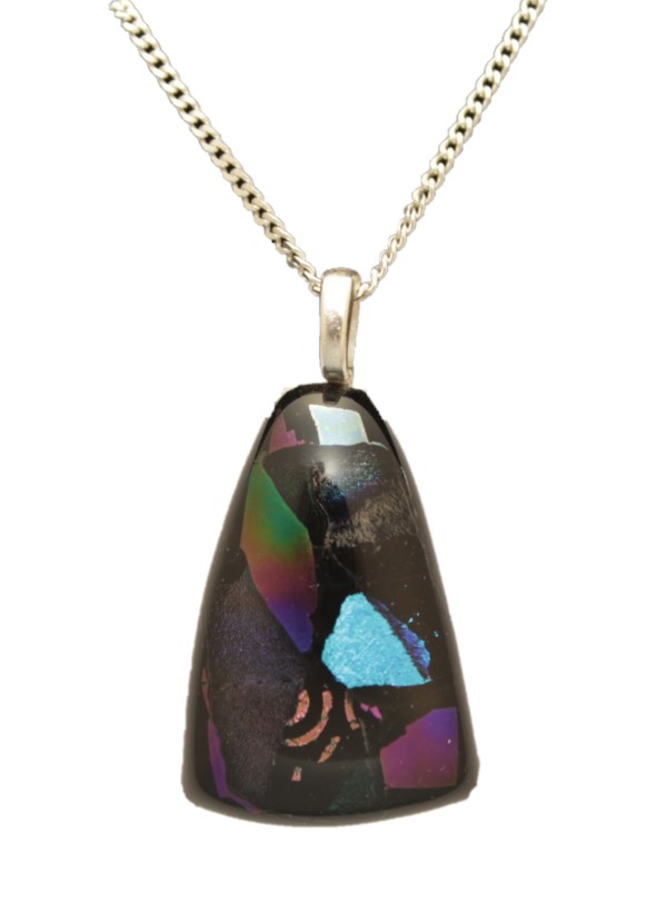 Dichroic Glass Pendant — 925 Silver Cube Chain