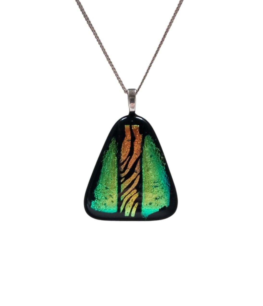 Unique Glass Pendant with 925 Sterling Silver Necklace (1.5mm/50cm Cube Chain)