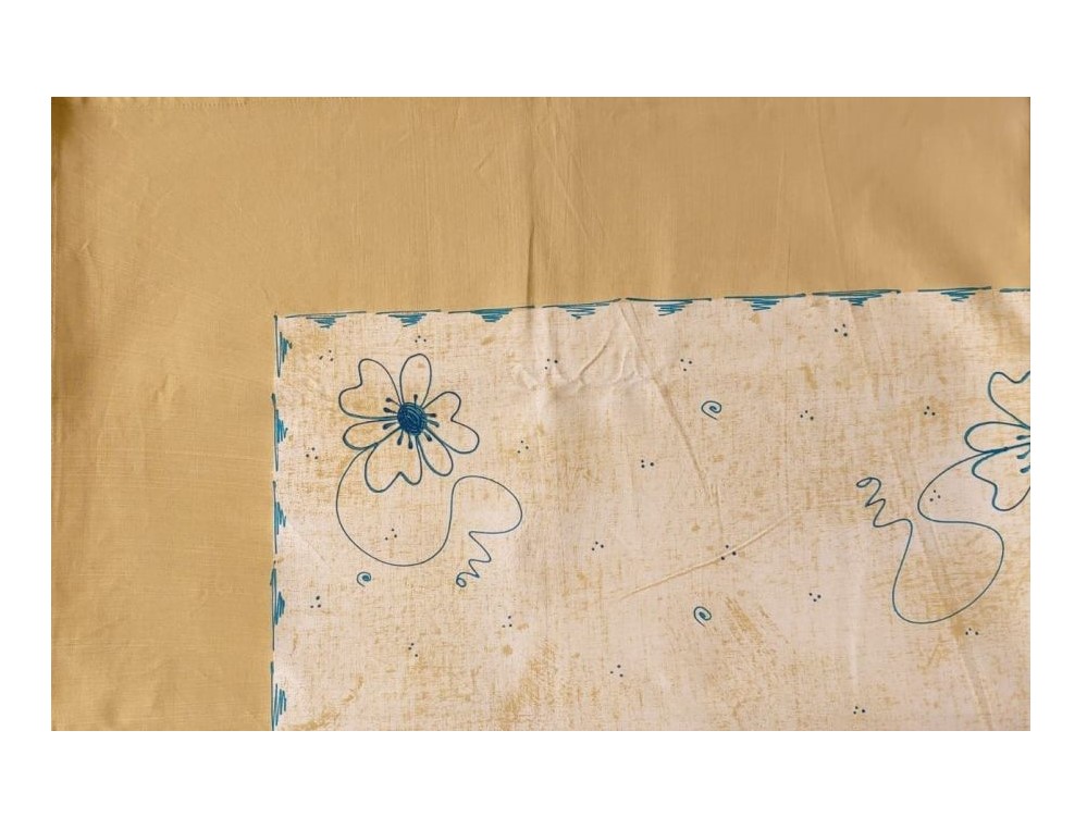 6 Seater Table Cloth (Rectangular) – Beige with Teal - 2