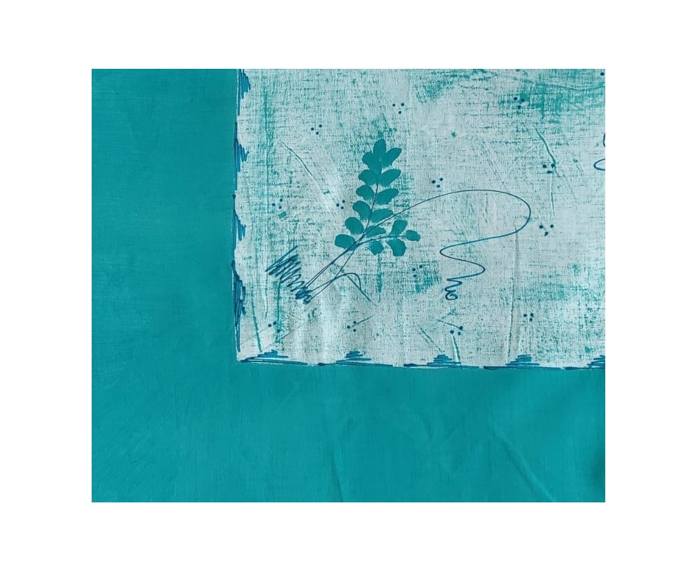 8 Seater Table Cloth (Rectangular) – Teal with Dark Blue - 2