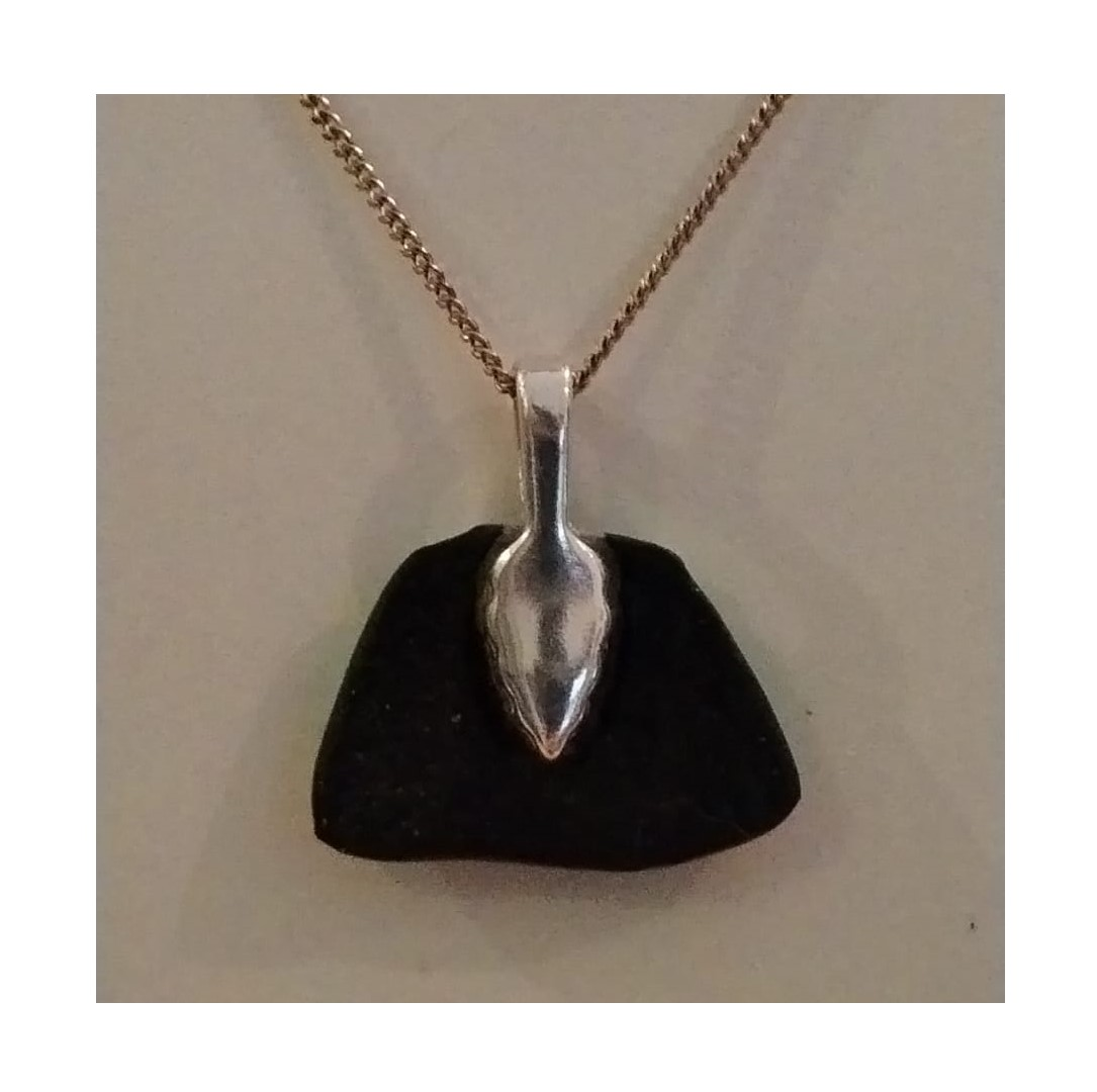 Dichroic Glass Pendant with 925 Sterling Silver Necklace (1.5mm/55cm Cube Chain) - 4