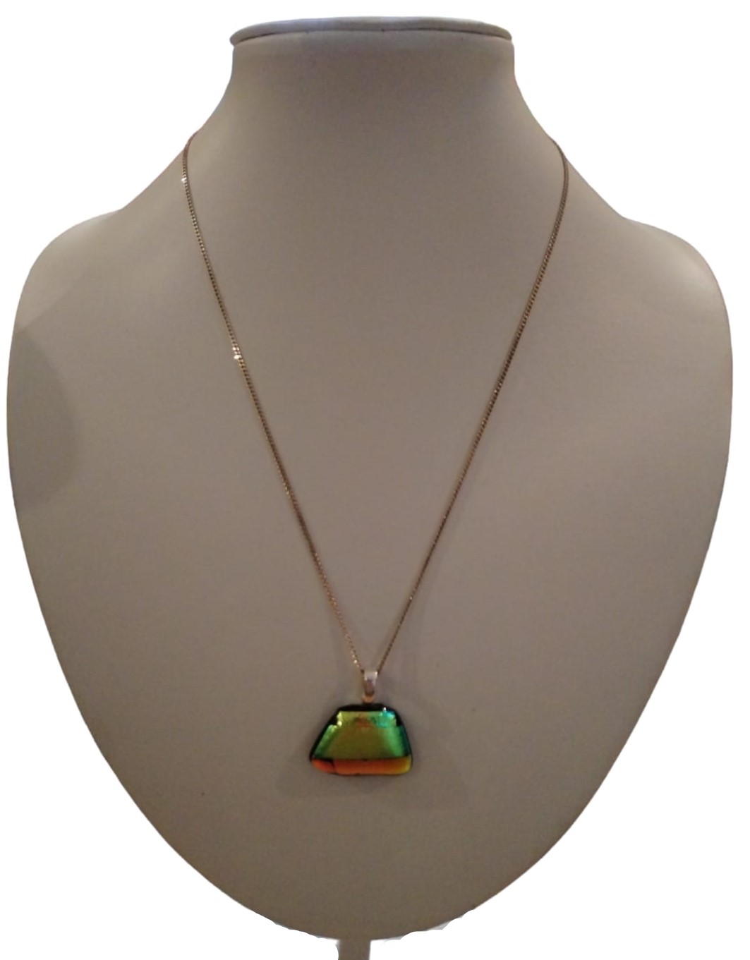 Dichroic Glass Pendant with 925 Sterling Silver Necklace (1.5mm/55cm Cube Chain) - 3