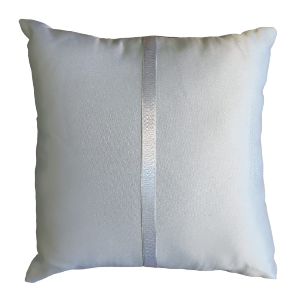 Satin Bridal Wedding Ring Bearer Cushion – Ribbons, Rhinestones and Hearts - 4