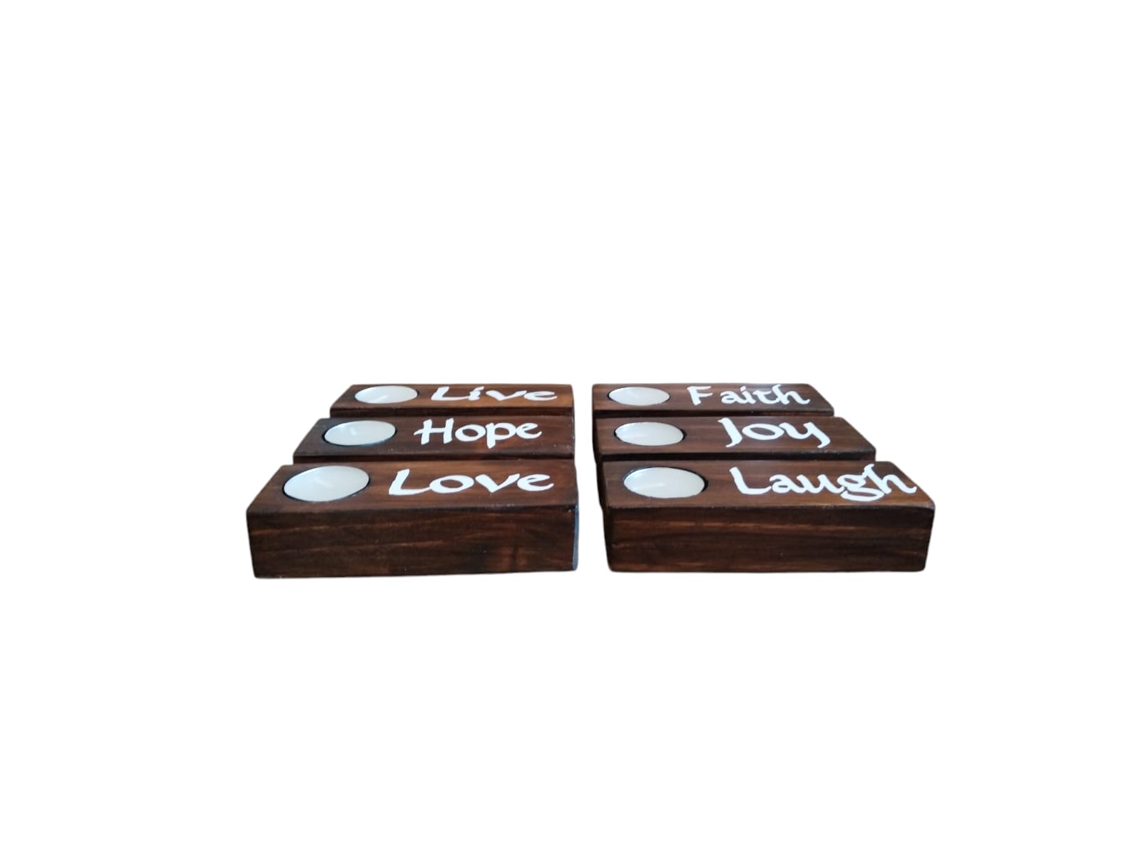 Wooden Candle Holders – Set of 6 - 3