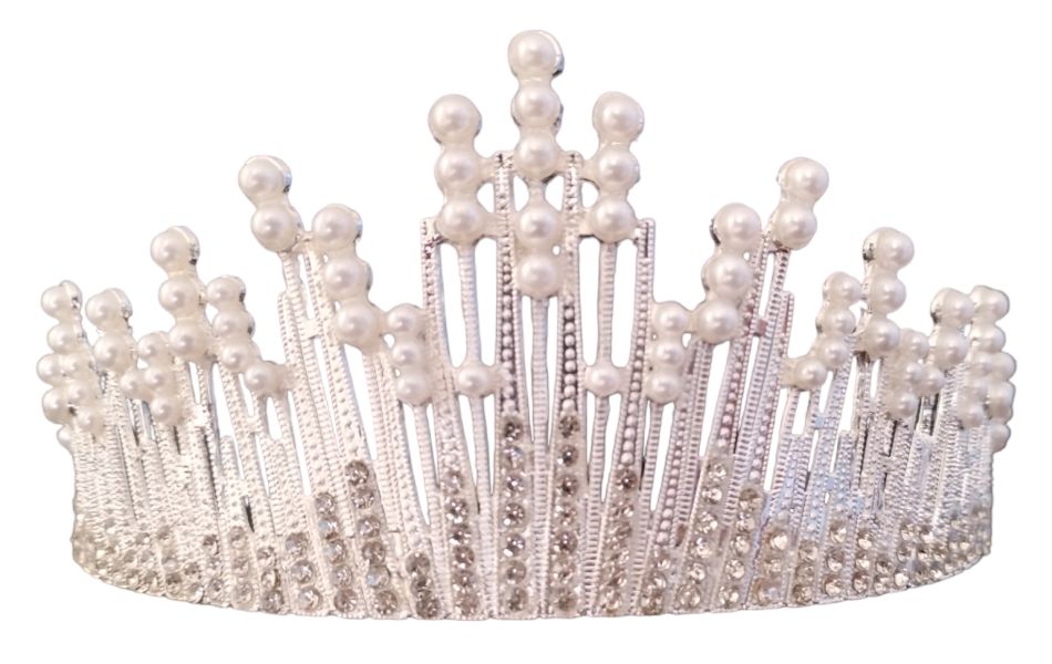 Elegant Crystal Rhinestone and Pearl Tiara with Combs - 3