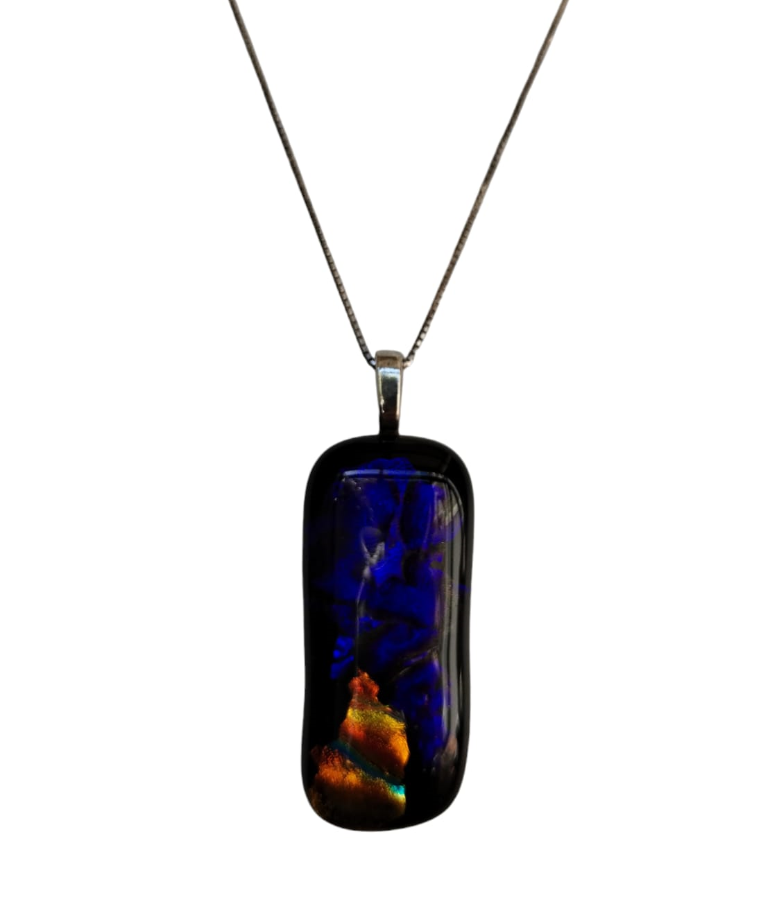 Unique Glass Pendant with 925 Sterling Silver Necklace (1mm/55cm Box Chain)