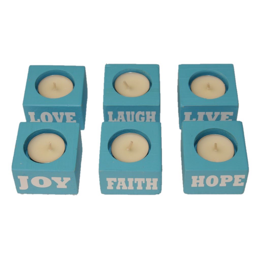 Small Wooden Candle Holders – Set of 6 - 4