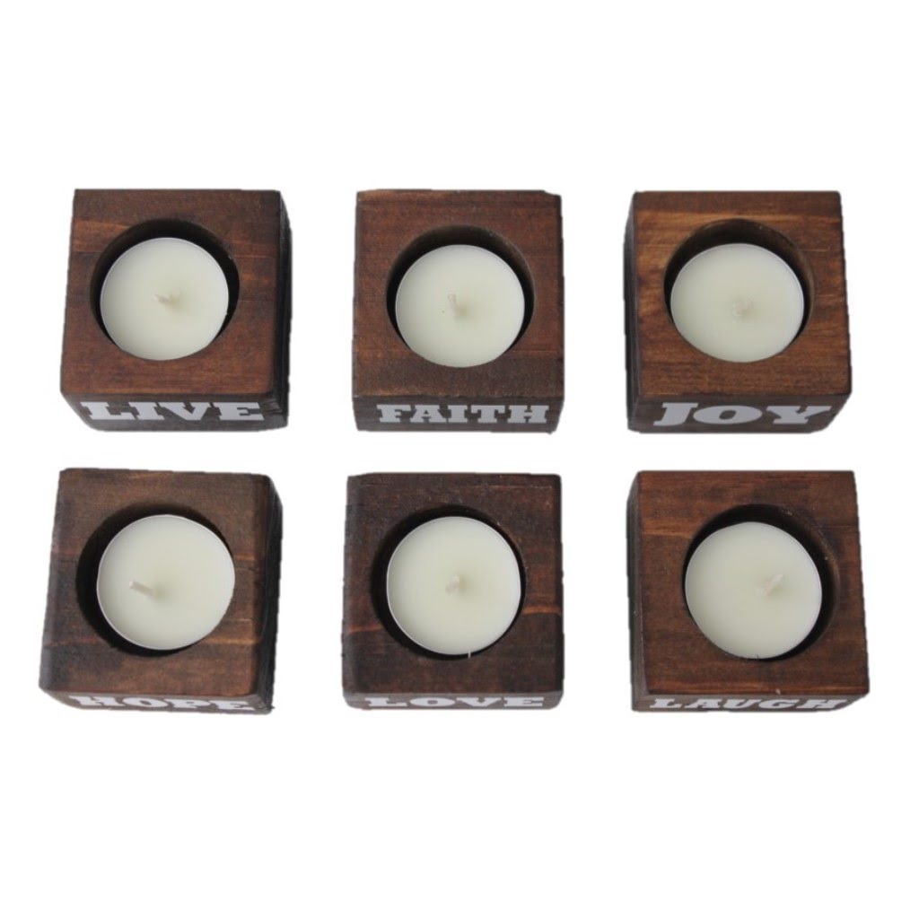 Small Wooden Candle Holders – Set of 6 - 2