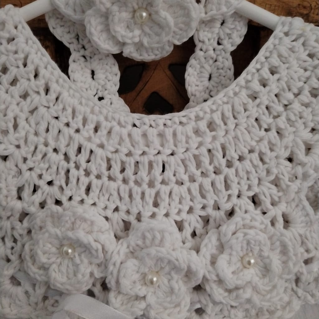 Whimsical Crochet Dress & Headband Set: A Dreamy Delight for Little Princesses – White - 3