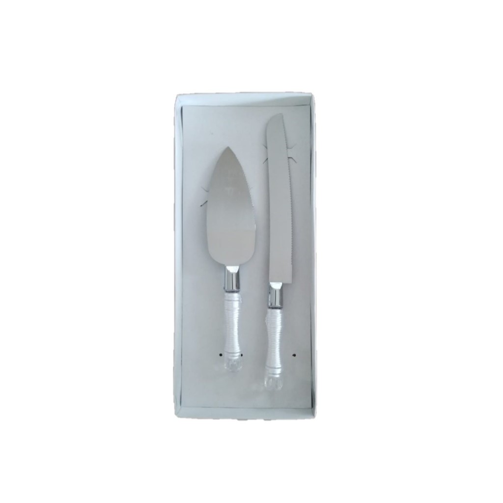 Elegant Bliss: Wedding Cake Server Set & Champagne Flutes - 2