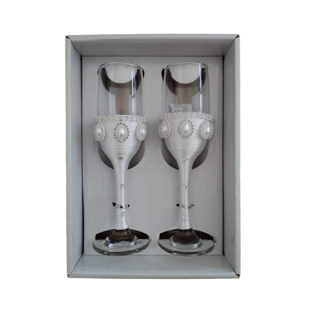 Elegant Bliss: Wedding Cake Server Set & Champagne Flutes - 4