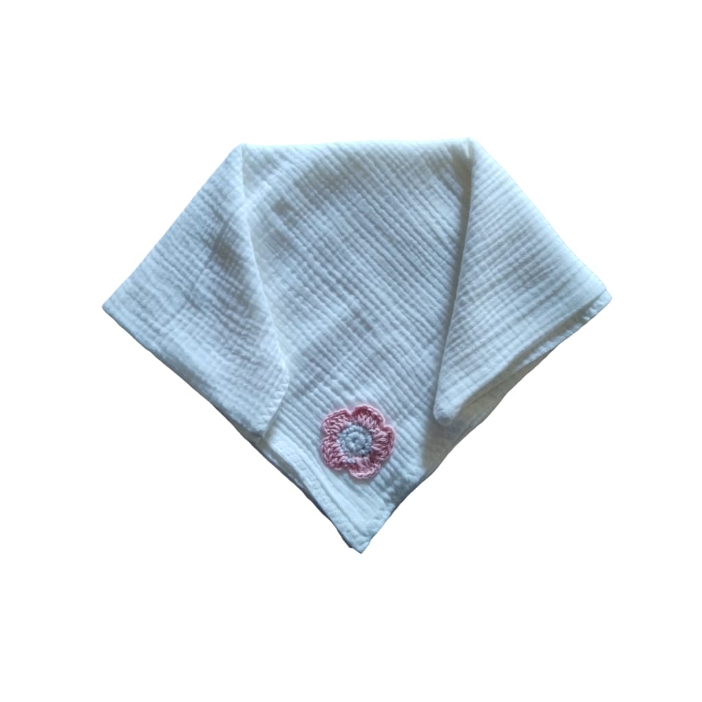Handmade Natural Fabric Baby Swaddle & Receiving Blanket with Crocheted Teddy – Gift-Ready in a Cute Carry Bag - 2