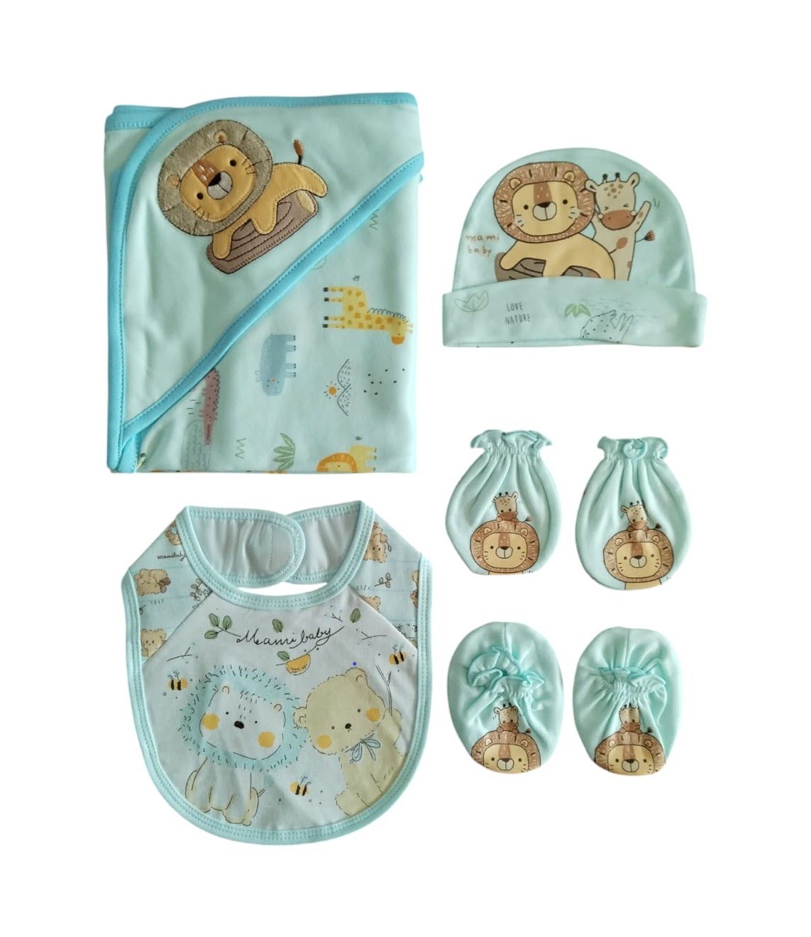Cotton Baby Gift Set – Including Hooded Towel, Baby Bib, Hat, Mitts and Booties Set - 2